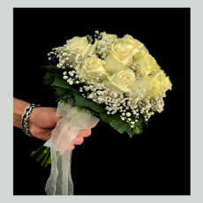 دسته گل عروس رز و ژیپسوفیلا - 